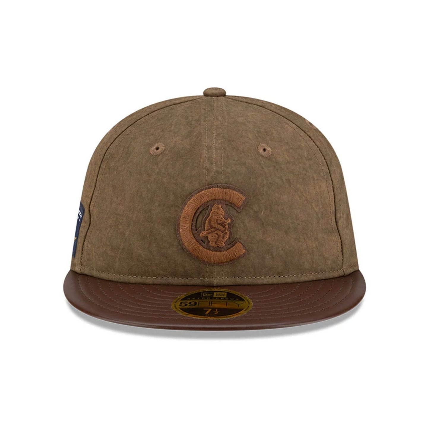Pictured is this MLB Utility Linen Chicago Cubs Retro Crown 59FIFTY Fitted cap in open brown. 3
