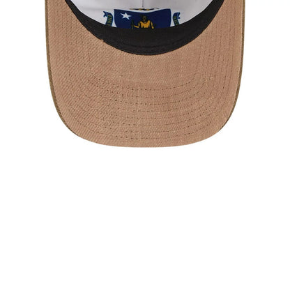 Pictured is this MLB Utility Linen Boston Red Sox 9TWENTY A-Frame cap in open brown. 6