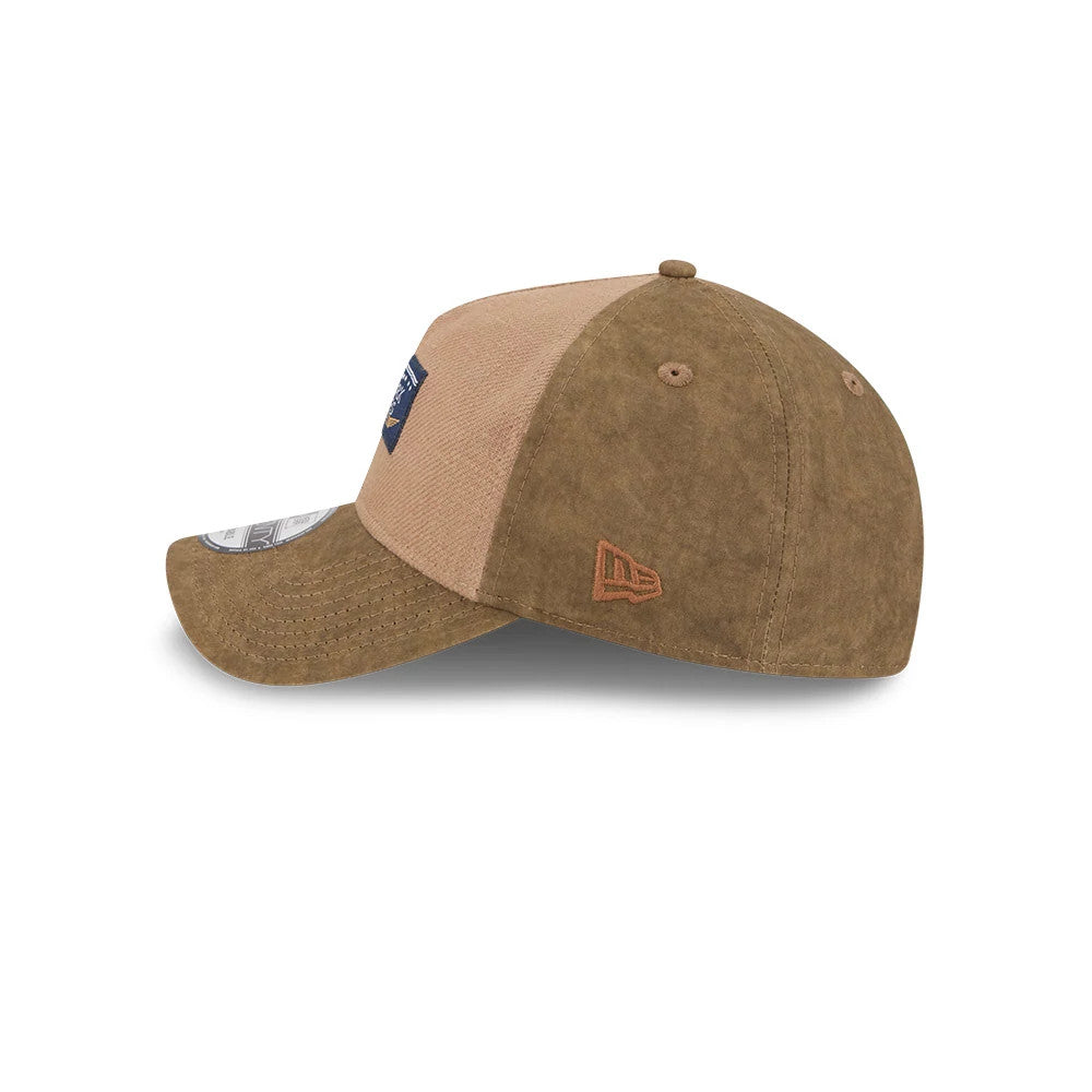 Pictured is this MLB Utility Linen New York Yankees 9TWENTY A-Frame cap in open brown. 5