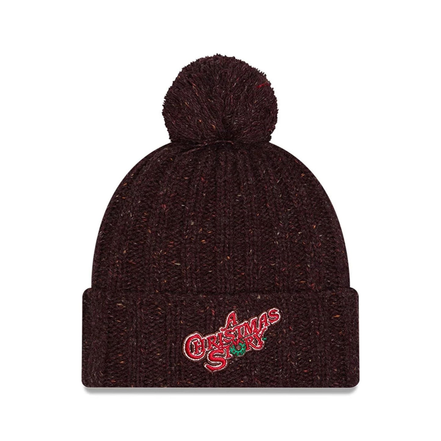 Pictured is this A Christmas Story Cuff knit Beanie hat in open brown. 1