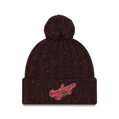 Pictured is this A Christmas Story Cuff knit Beanie hat in open brown. 1