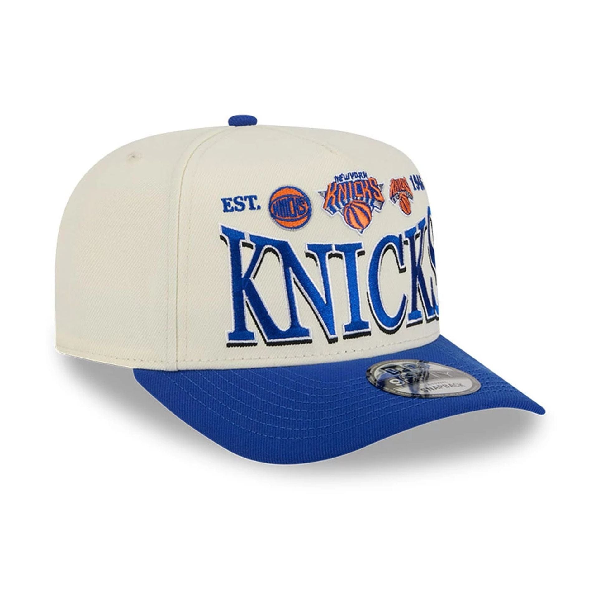 Pictured is this NBA All Star Game 2026 New York Knicks 9FIFTY A-Frame Snapback cap in White. 4