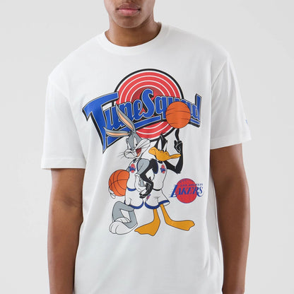 The model is wearing this Space Jam 2 X NBA LA Lakers T-Shirt in white. 5