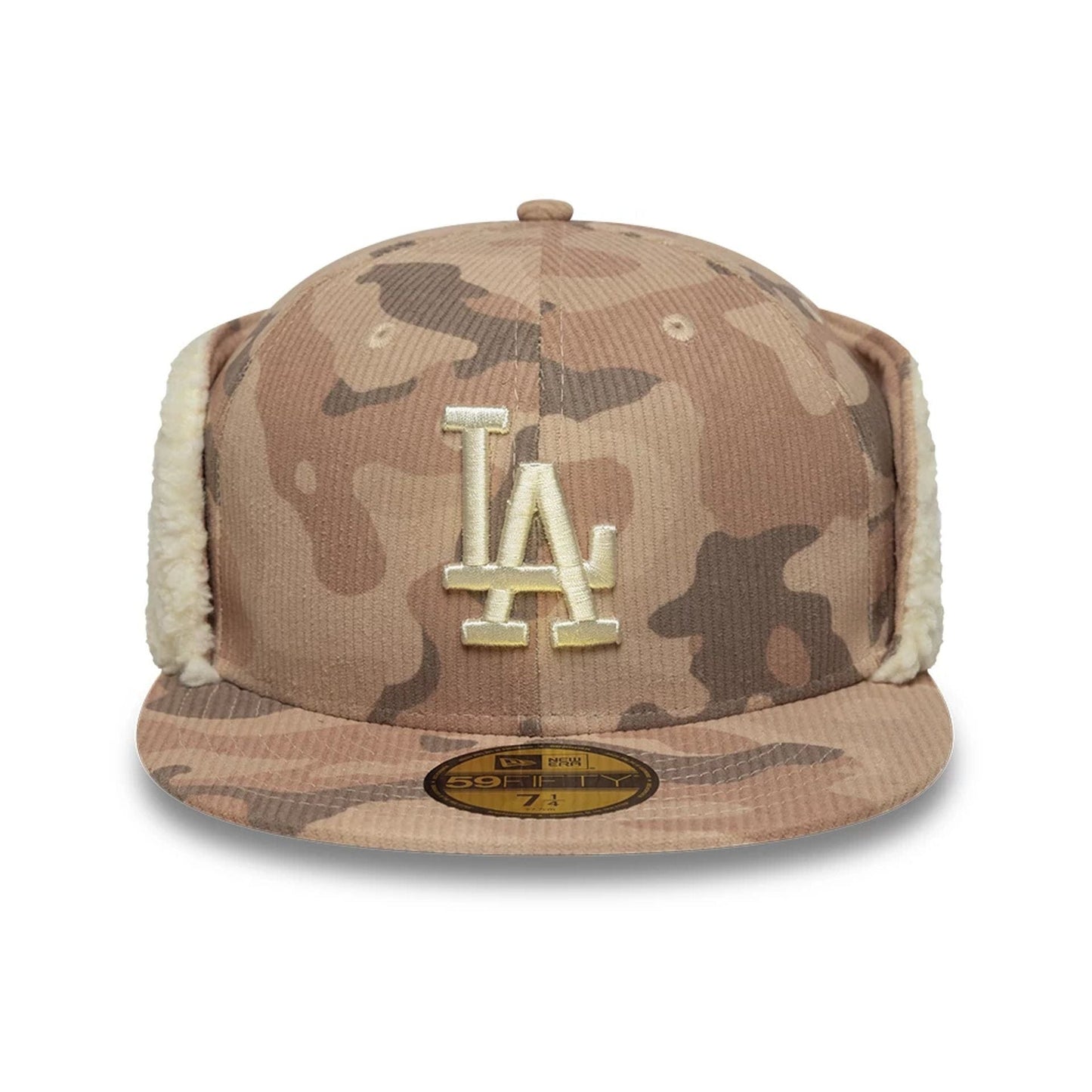 Pictured is this MLB Cord LA Dodgers Downflap 59FIFTY Fitted cap in light beige. 3