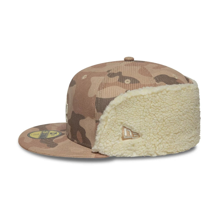 Pictured is this MLB Cord LA Dodgers Downflap 59FIFTY Fitted cap in light beige. 9