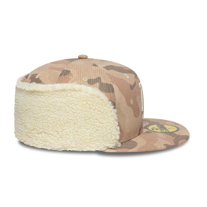 Pictured is this MLB Cord LA Dodgers Downflap 59FIFTY Fitted cap in light beige. 10