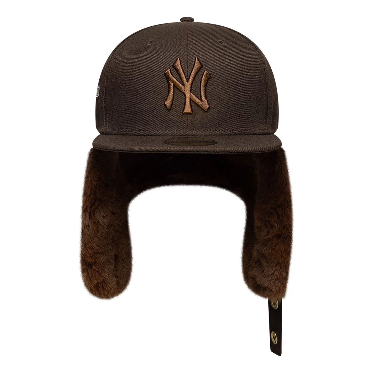 Pictured is this MLB World Series New York Yankees Dogear 59FIFTY Fitted cap in dark brown. 8