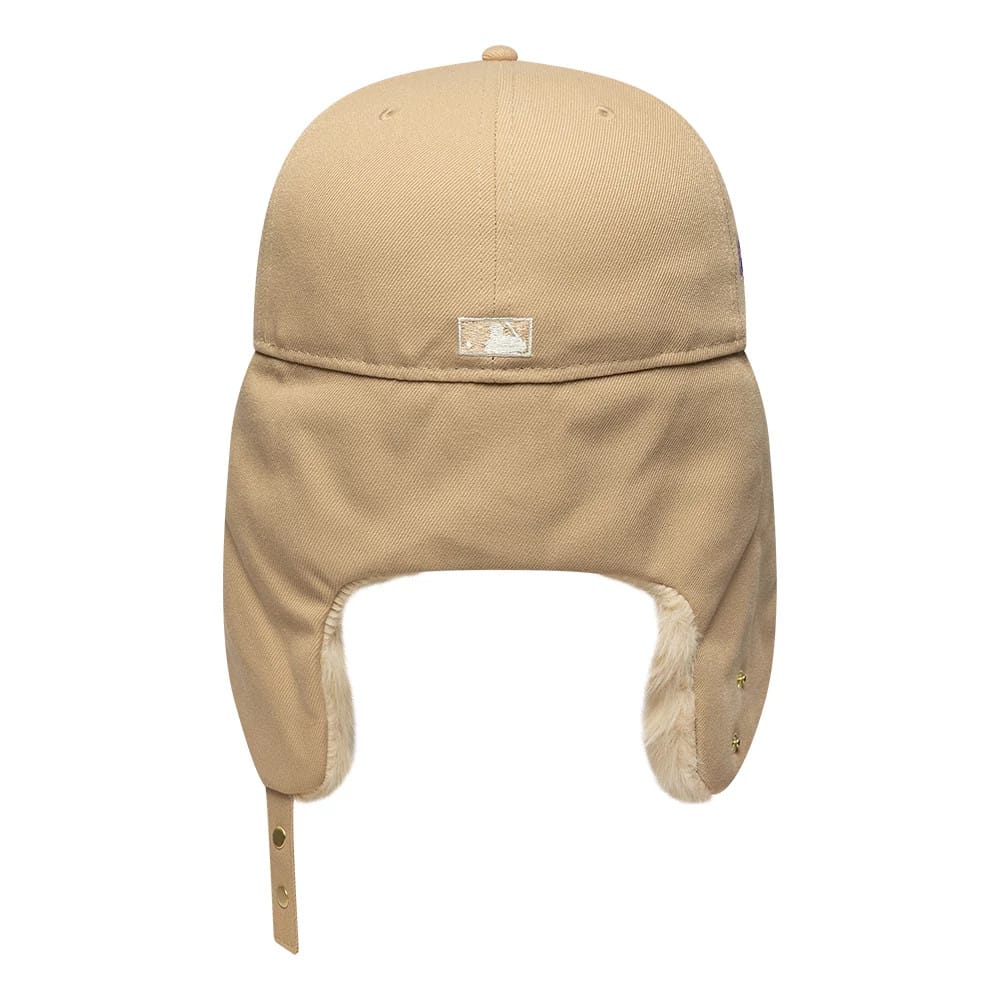 Pictured is this MLB World Series LA Dodgers Dogear 59FIFTY Fitted cap in light beige. 6