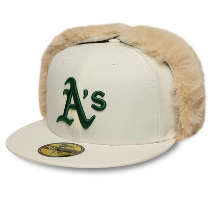 Pictured is this MLB World Series Oakland Athletics Dogear 59FIFTY Fitted cap in cream. 4