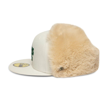 Pictured is this MLB World Series Oakland Athletics Dogear 59FIFTY Fitted cap in cream. 9