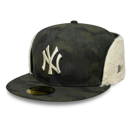 Pictured is this MLB Cord New York Yankees Downflap 59FIFTY Fitted cap in green. 1