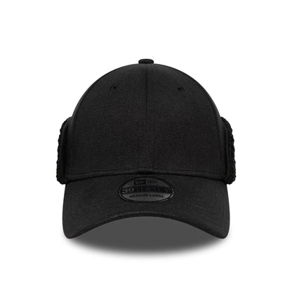 Pictured in this New Era Black 39THIRTY Downflap Stretch Fit Cap 3