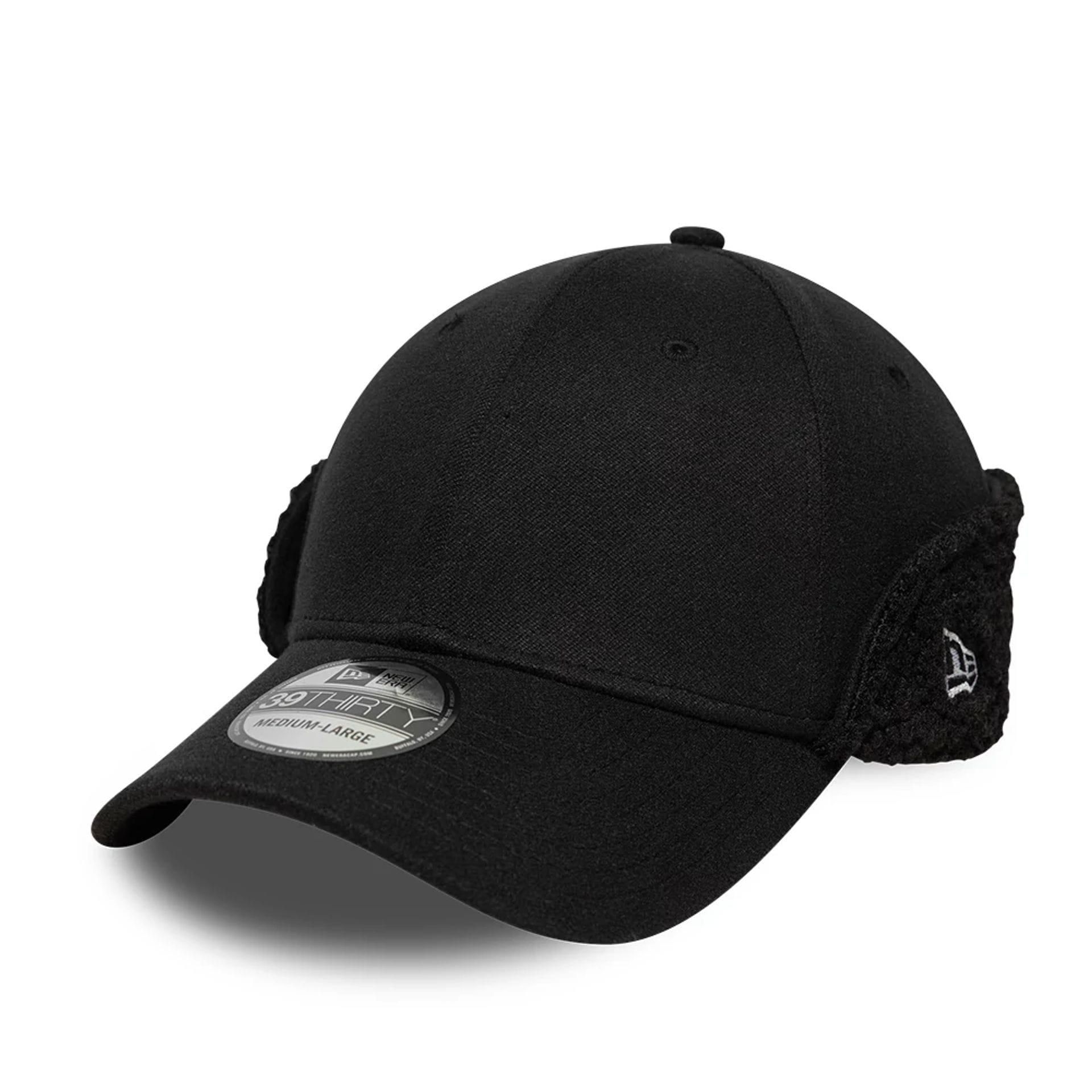 New Era Black 39THIRTY Downflap Stretch Fit Cap | NEC EU