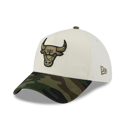 Pictured is this NBA Chicago Bulls 39THIRTY A-Frame Stretch Fit cap in Cream 1