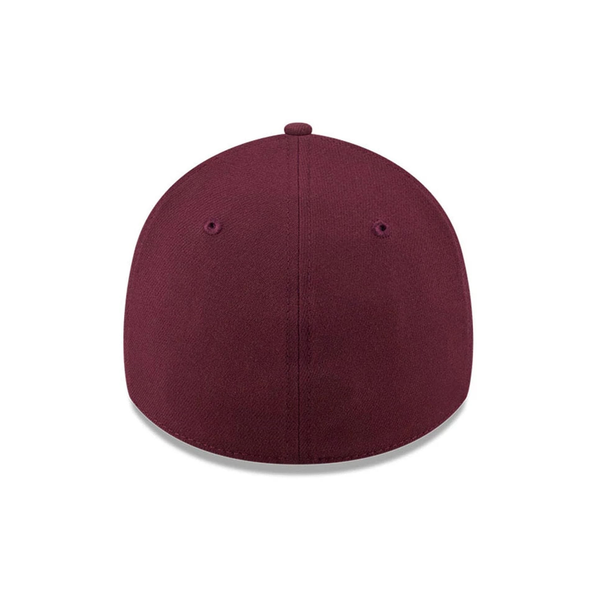 Pictured is this NFL Frosted Rust Las Vegas Raiders 39THIRTY Stretch Fit cap in dark red. 6