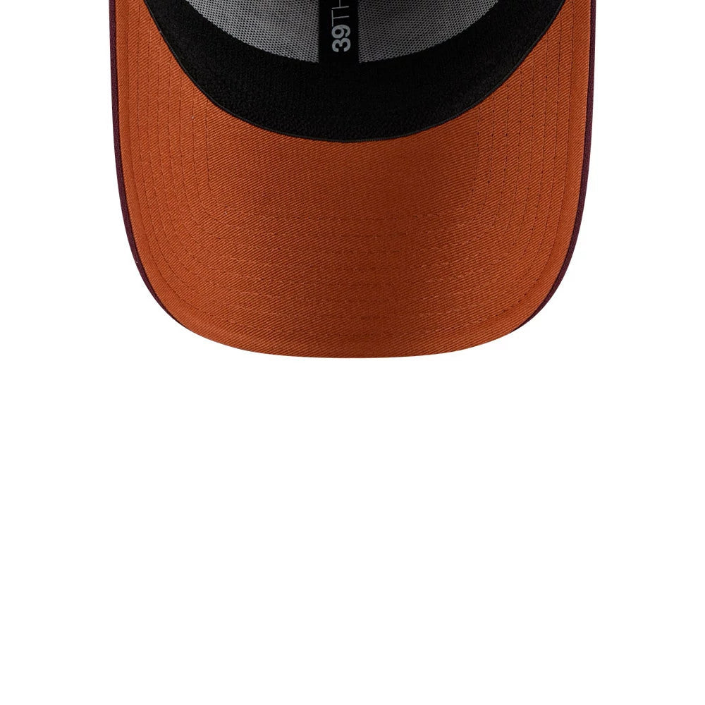 Pictured is this NBA Frosted Rust Chicago Bulls 39THIRTY Stretch Fit cap in dark red. 2