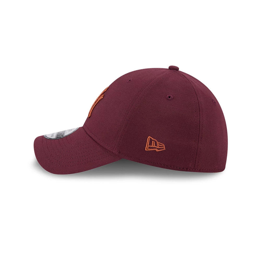 Pictured is this MLB Frosted Rust New York Yankees 39THIRTY Stretch Fit cap in dark red. 5