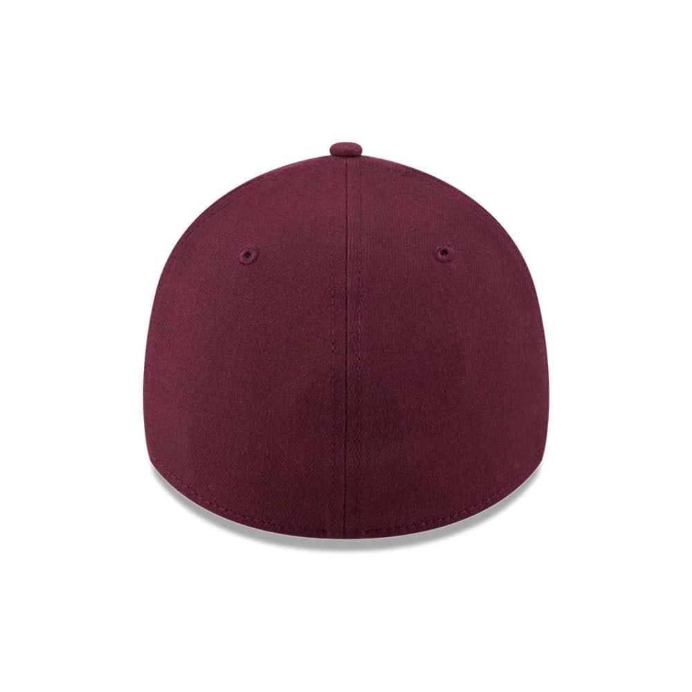 Pictured is this MLB Frosted Rust New York Yankees 39THIRTY Stretch Fit cap in dark red. 7