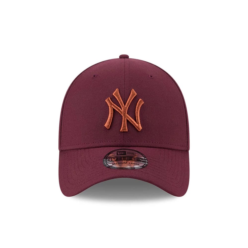 Pictured is this MLB Frosted Rust New York Yankees 39THIRTY Stretch Fit cap in dark red. 3