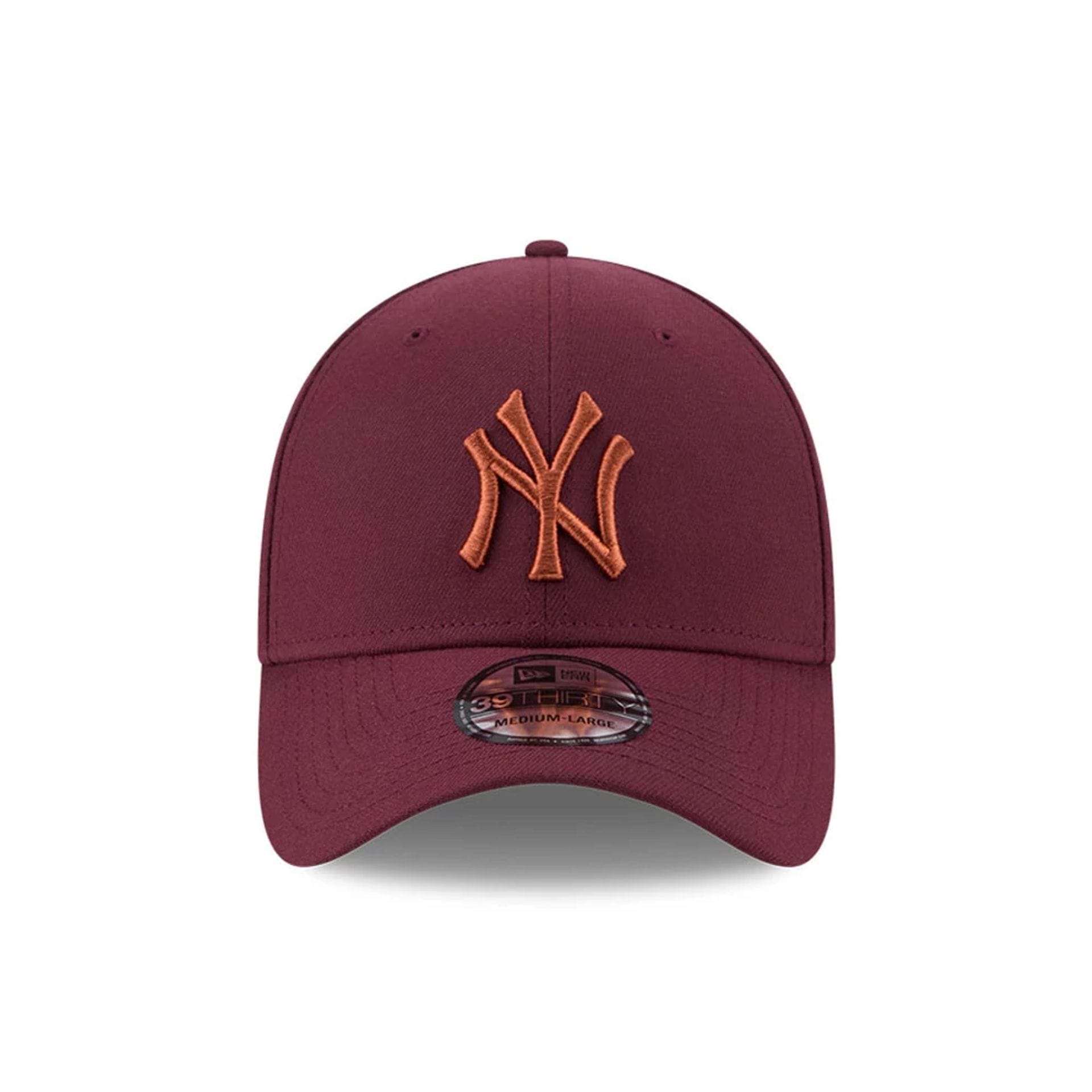 Pictured is this MLB Frosted Rust New York Yankees 39THIRTY Stretch Fit cap in dark red. 3