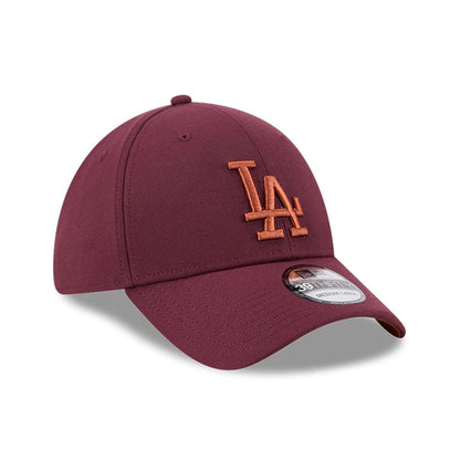 Pictured is this MLB Frosted Rust LA Dodgers 39THIRTY Stretch Fit cap in dark red. 4