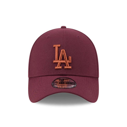 Pictured is this MLB Frosted Rust LA Dodgers 39THIRTY Stretch Fit cap in dark red. 3
