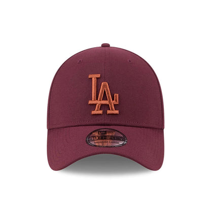 Pictured is this MLB Frosted Rust LA Dodgers 39THIRTY Stretch Fit cap in dark red. 3