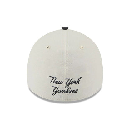 Pictured is this MLB Chrome New York Yankees 39THIRTY A-Frame Stretch Fit cap in cream. 3