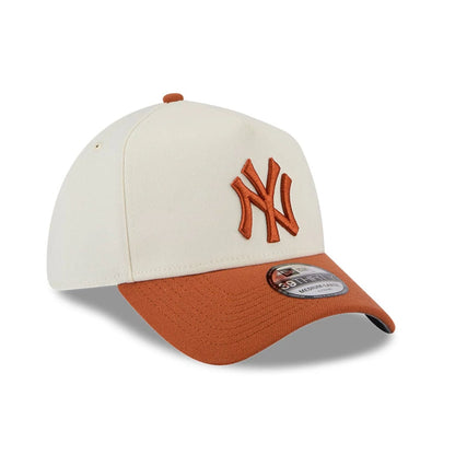 Pictured is this MLB Chrome New York Yankees 39THIRTY A-Frame Stretch Fit cap in burnt orange. 5
