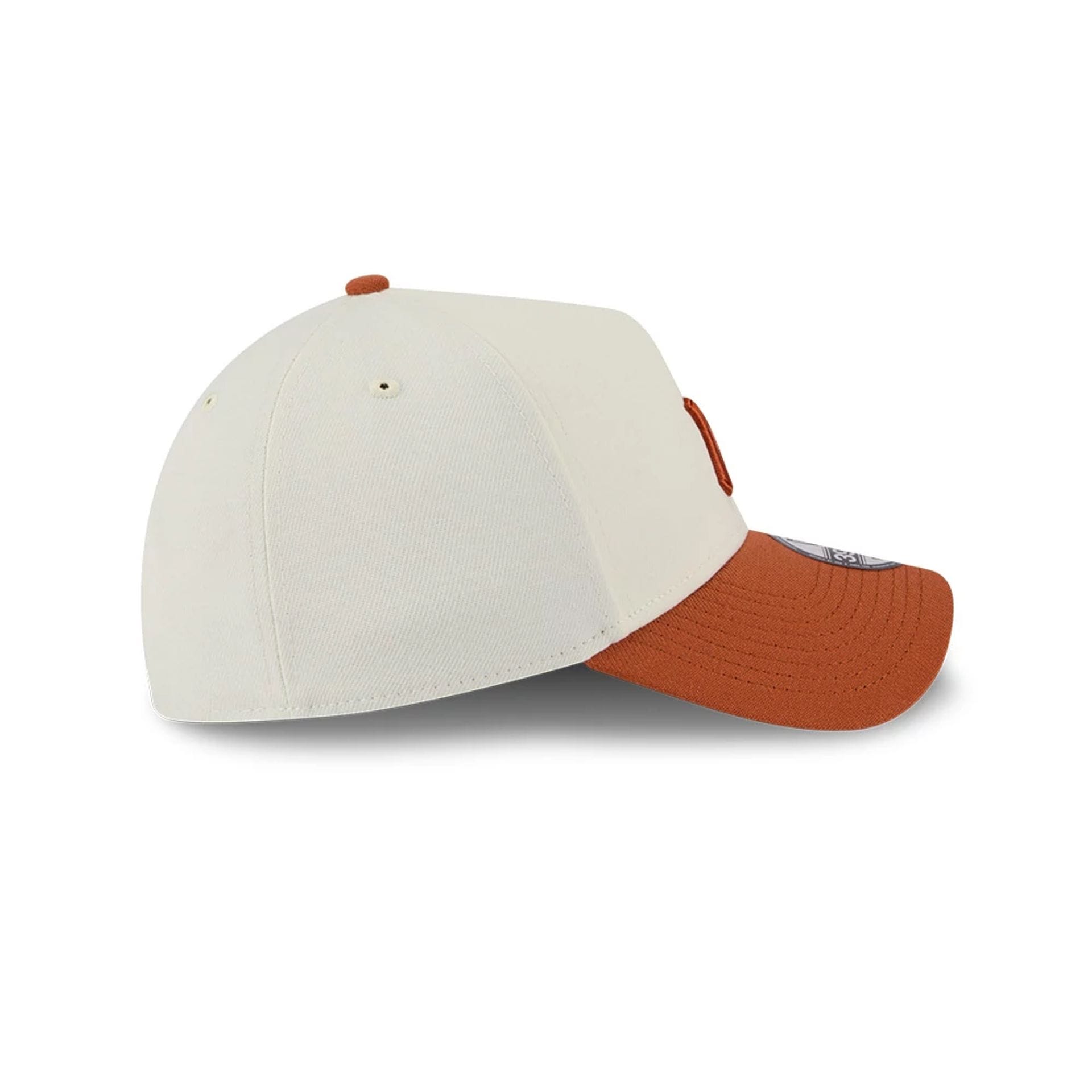 Pictured is this MLB Chrome New York Yankees 39THIRTY A-Frame Stretch Fit cap in burnt orange. 7