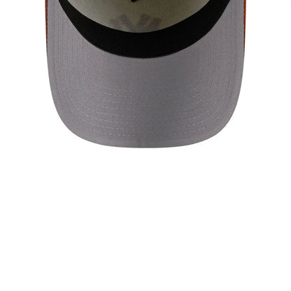 Pictured is this MLB Chrome New York Yankees 39THIRTY A-Frame Stretch Fit cap in burnt orange. 2