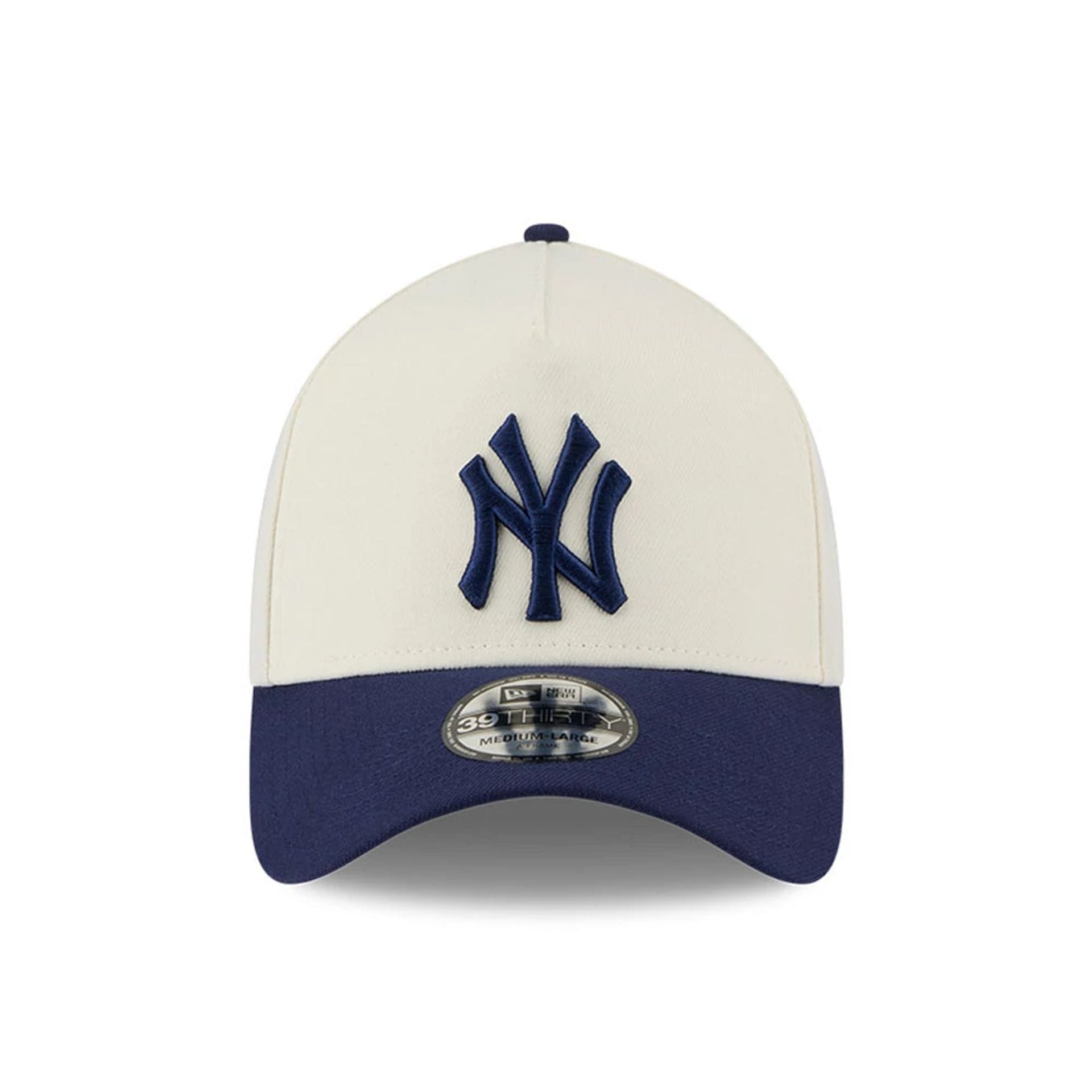 Pictured is this MLB Chrome New York Yankees 39THIRTY A-Frame Stretch Fit cap in Navy. 4