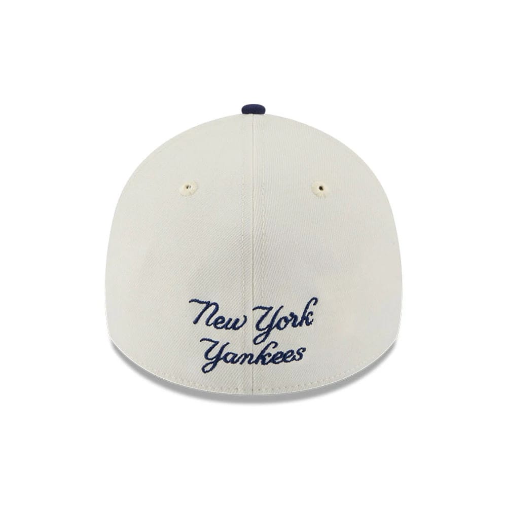 Pictured is this MLB Chrome New York Yankees 39THIRTY A-Frame Stretch Fit cap in cream. 3