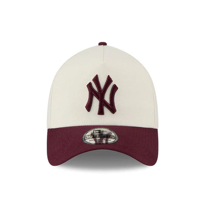Pictured is this MLB Chrome New York Yankees 39THIRTY A-Frame Stretch Fit cap in Dark Red. 4