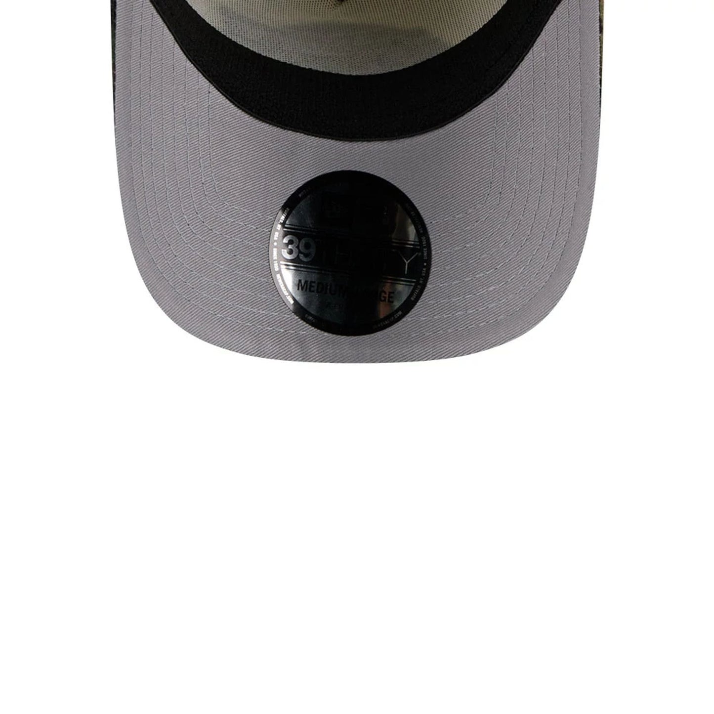 Pictured is this NBA Camo Visor LA Lakers 39THIRTY A-Frame Stretch Fit cap in Cream. 2