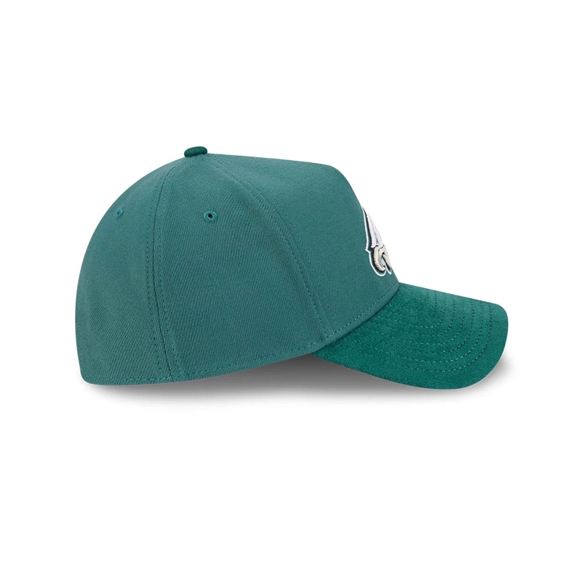 Pictured is this NFL Suede Philadelphia Eagles 39THIRTY A-Frame Stretch Fit cap in Dark Green. 6