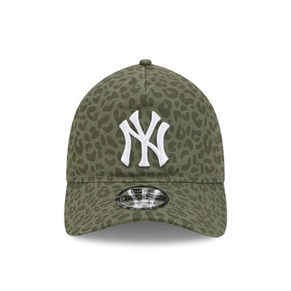 Pictured is this MLB Leopard New York Yankees 9TWENTY A-Frame cap in green. 2