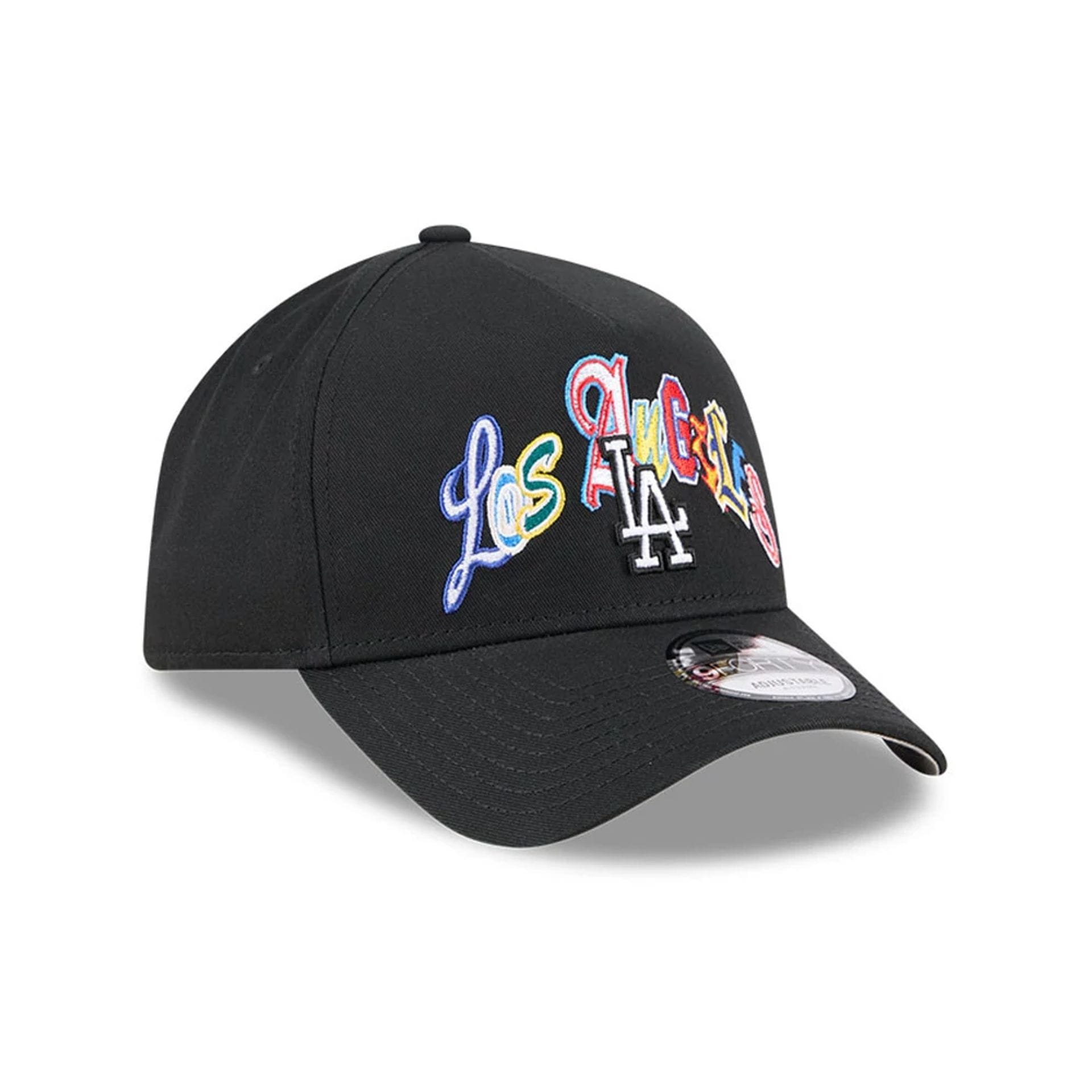Pictured is this MLB Multi Letter LA Dodgers 9FORTY A-Frame cap in black. 4