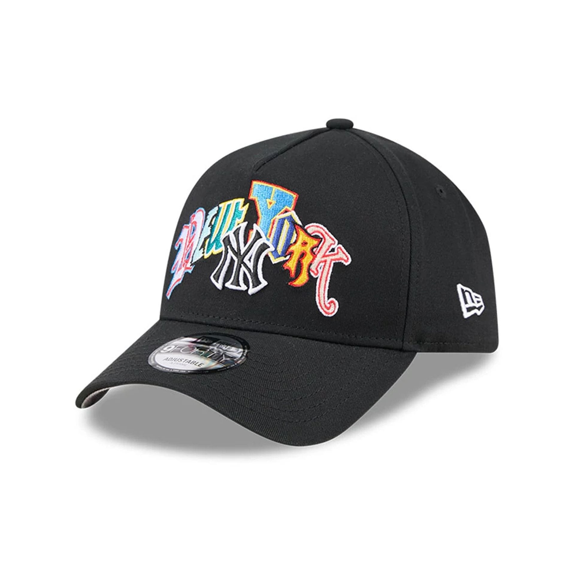 Pictured is this MLB Multi Letter New York Yankees 9FORTY A-Frame cap in black. 1