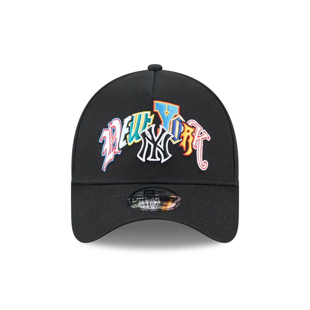 Pictured is this MLB Multi Letter New York Yankees 9FORTY A-Frame cap in black. 3