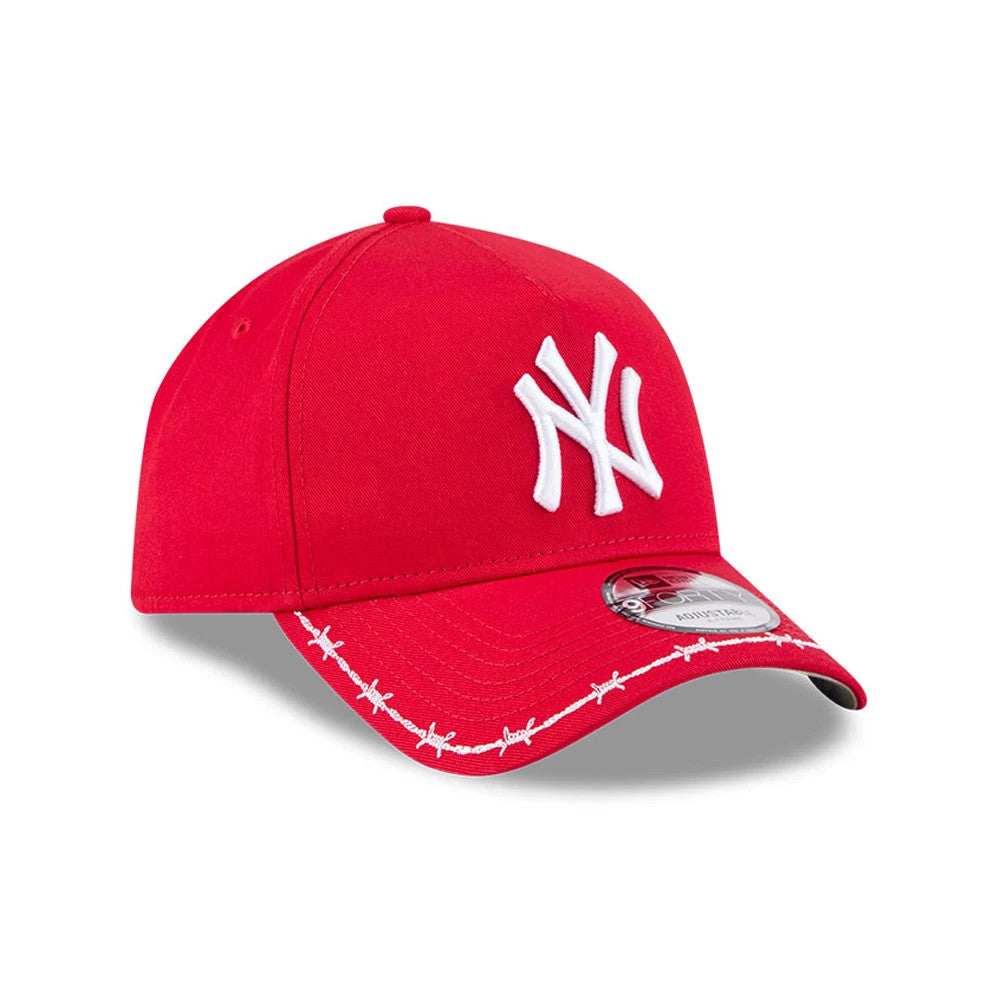 Pictured is this MLB Barb Visor New York Yankees 9FORTY A-Frame cap in red. 4