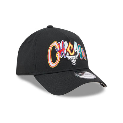 Pictured is this NBA Multi Letter Chicago Bulls 9FORTY A-Frame cap in black. 4