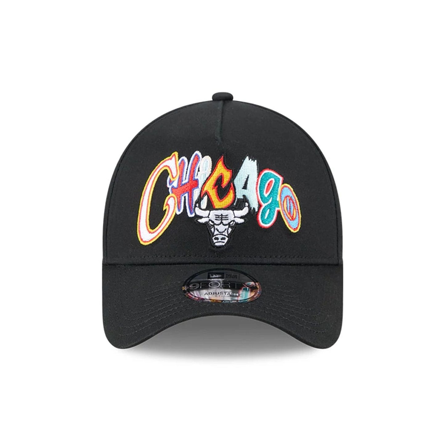 Pictured is this NBA Multi Letter Chicago Bulls 9FORTY A-Frame cap in black. 3