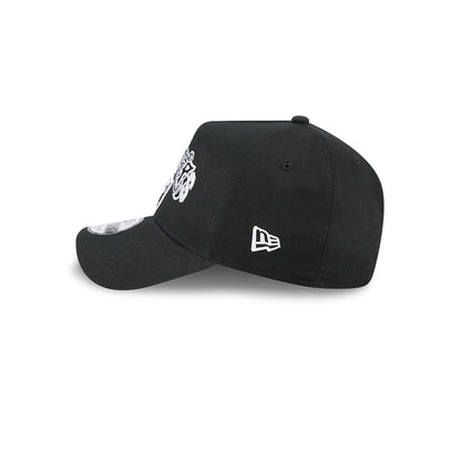 Pictured is this NBA Multi Letter Las Vegas Raiders 9FORTY A-Frame cap in black. 5