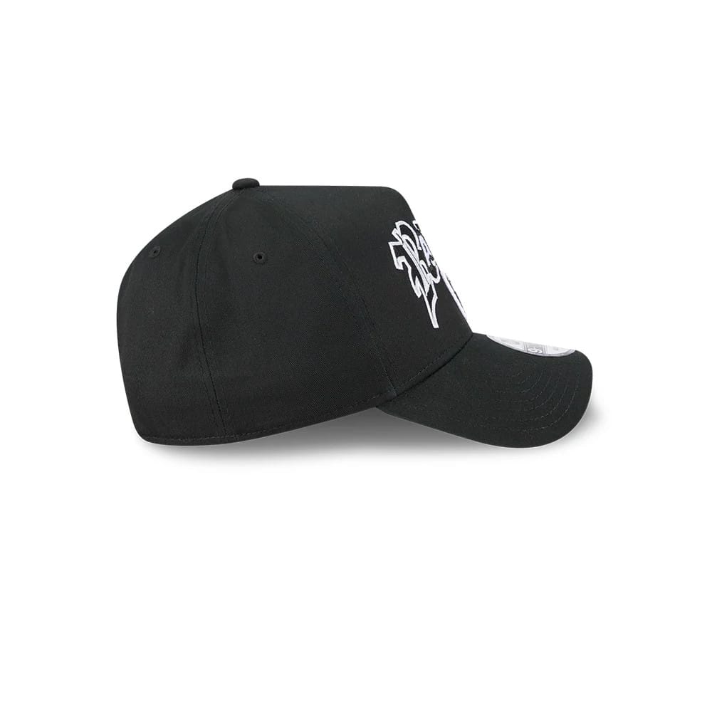 Pictured is this NBA Multi Letter Las Vegas Raiders 9FORTY A-Frame cap in black. 6