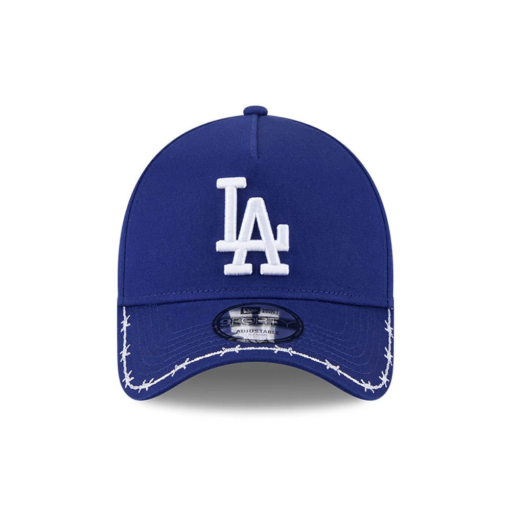 Pictured is this MLB Barb Visor LA Dodgers 9FORTY A-Frame cap in Dark blue. 3