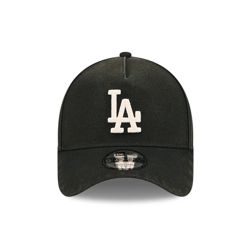 Pictured is this MLB Washed Canvas LA Dodgers 9FORTY A-Frame cap in black. 2