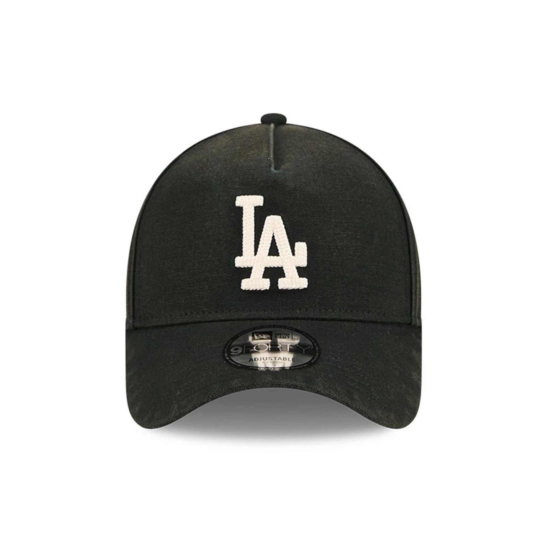 Pictured is this MLB Washed Canvas LA Dodgers 9FORTY A-Frame cap in black. 2