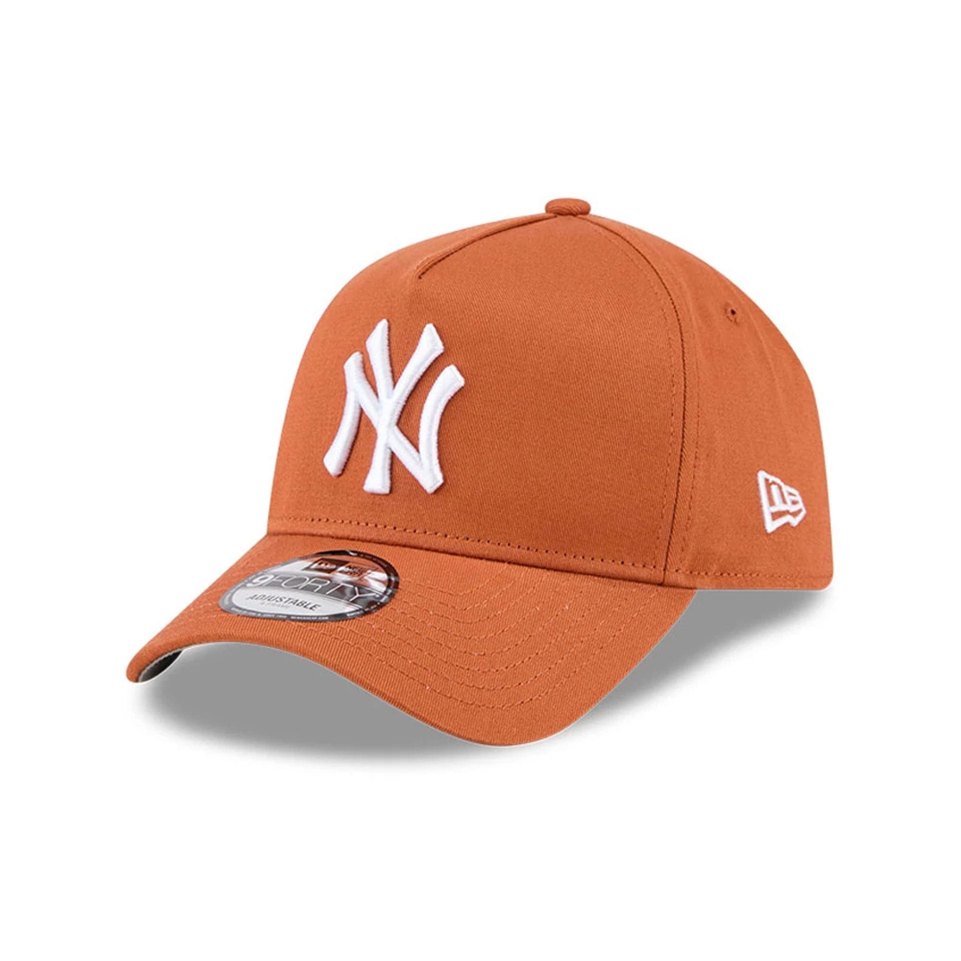 Pictured is this MLB Autumn Mix New York Yankees 9FORTY A-Frame cap in Brown. 4