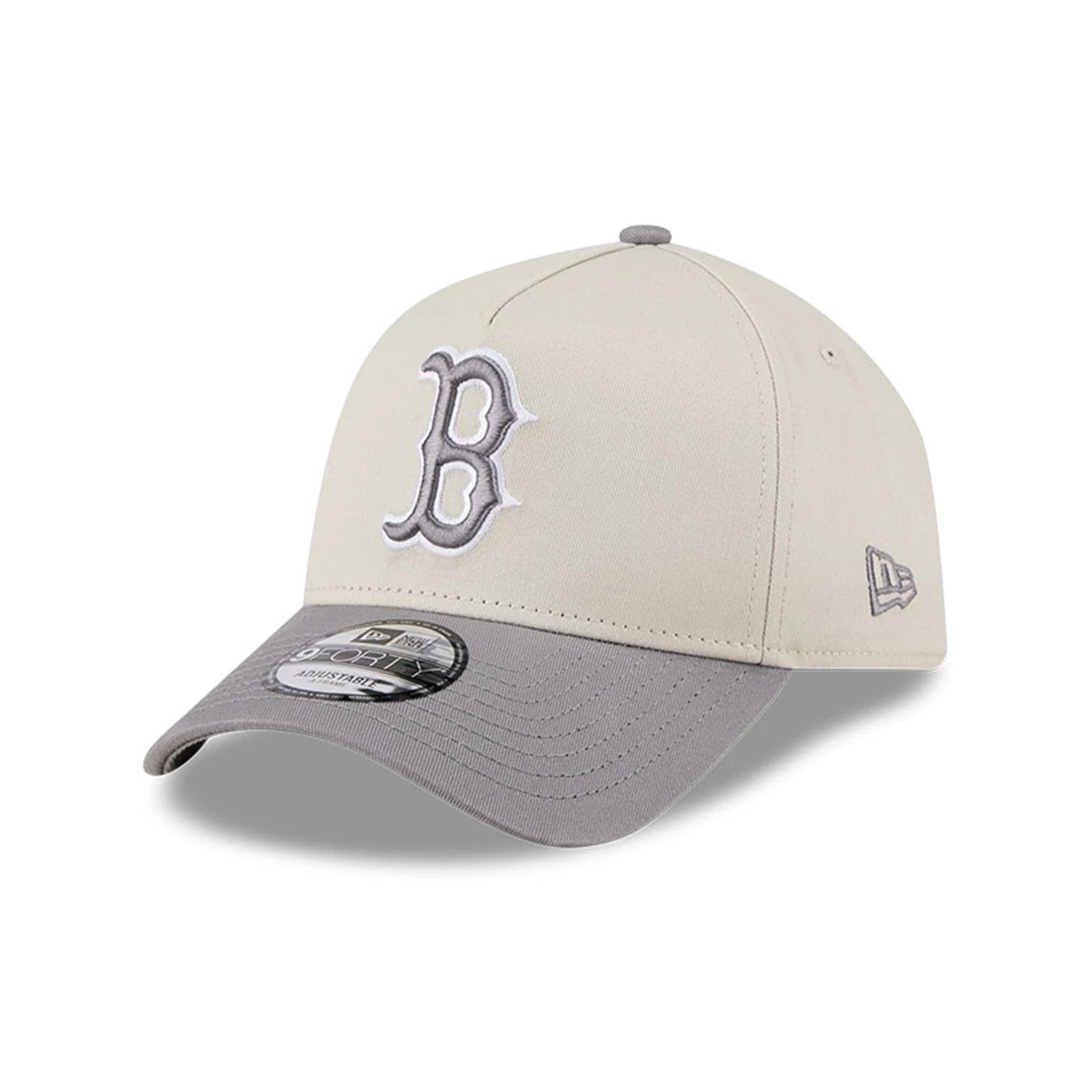 Pictured is this MLB Stone Storm Boston Red Sox 9FORTY A-Frame cap in light beige. 1